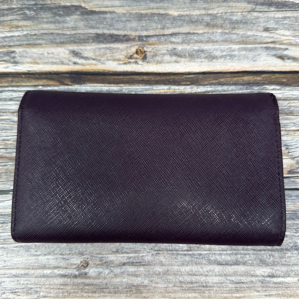 KATE SPADE New York Saffiano Burgundy Trifold Phone Wallet Clutch EUC - Picture 9 of 16